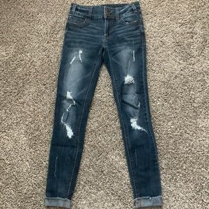 Juniors Rue 21 Distressed:Ripped Midrise Ankle Jeggings